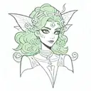 2000s, old, y2k, eclipsa, eclipsa butterfly, anime, death, christ, satanism, woman with green hair, peak, peak marks tattoo design idea