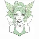 2000s, old, y2k, eclipsa, eclipsa butterfly, anime, death, christ, satanism, woman with green hair, peak, peak marks tattoo design idea