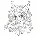 2000s, old, y2k, eclipsa, eclipsa butterfly, anime, death, christ, satanism tattoo design idea