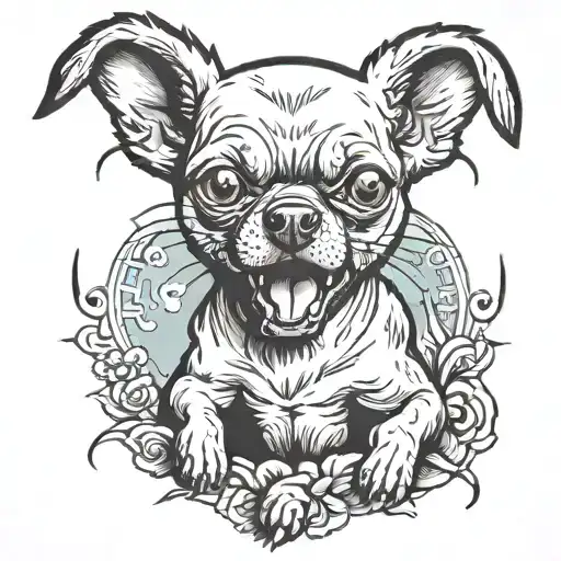 angry chihuahua wrestling tattoo design idea