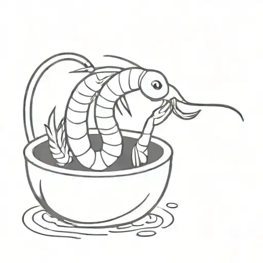 3 cartoon shrimp hanging out in a hot tub  tattoo design idea