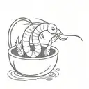 3 cartoon shrimp hanging out in a hot tub  tattoo design idea