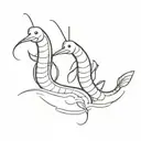 3 cartoon shrimp hanging out in a hot tub  tattoo design idea