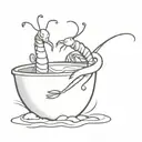 3 cartoon shrimp hanging out in a hot tub  tattoo design idea