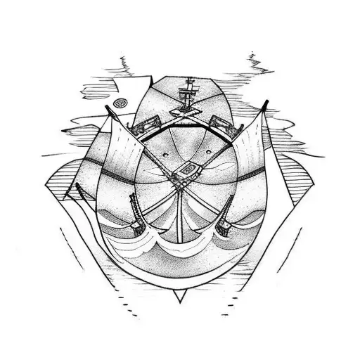 burning boat tattoo design idea