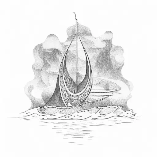 burning boat tattoo design idea
