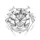 burning boat tattoo design idea