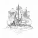 burning boat tattoo design idea