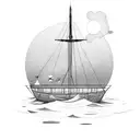 burning boat tattoo design idea