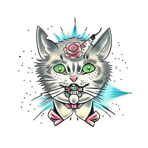 zombie cat tattoo