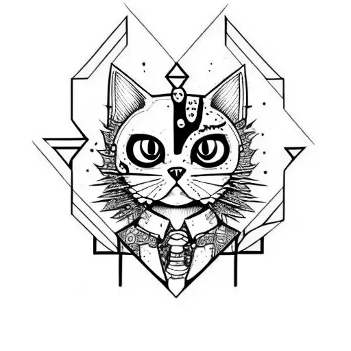 cute zombie cat girl tattoo design idea