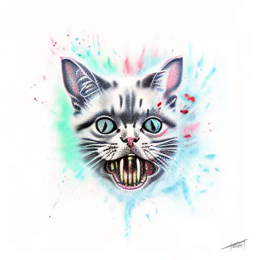 zombie cat tattoo design idea