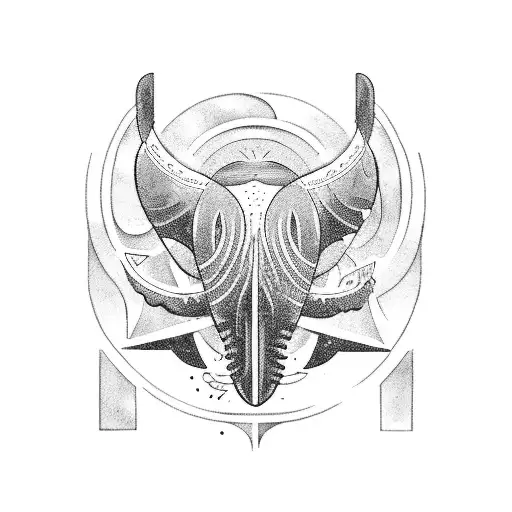 art deco whale tattoo design idea