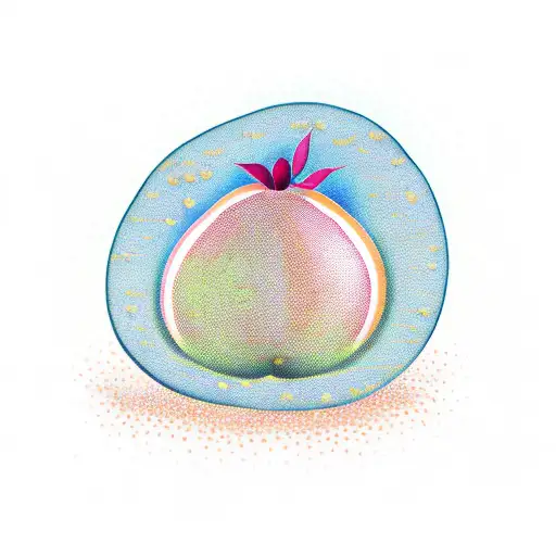 grapefruit with drops in colour tattoo design idea