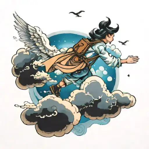 dreamer walking on clouds tattoo design idea