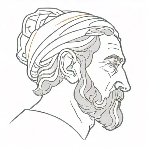 Create a portrait of Odysseus with a jazz-inspired background tattoo design idea