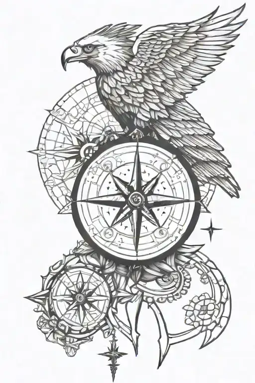 eagle compass travel tattoo tattoo design idea