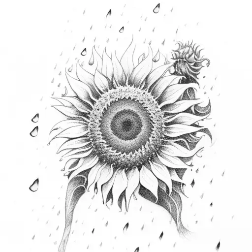 men protector of the rain sunflower tattoo design idea