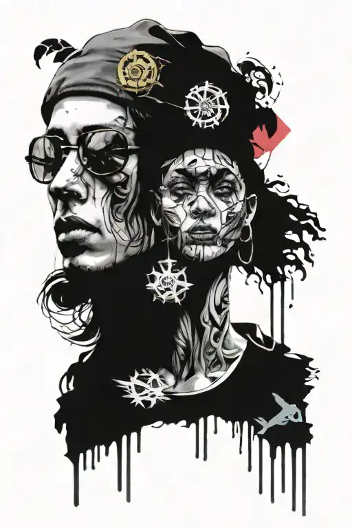 grunge street art collage art style tattoo design idea