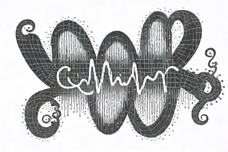 An intricate design of a heartbeat waveform morphing into the name Захар, blending your passion for your son and your work as a cardiologist tattoo design idea