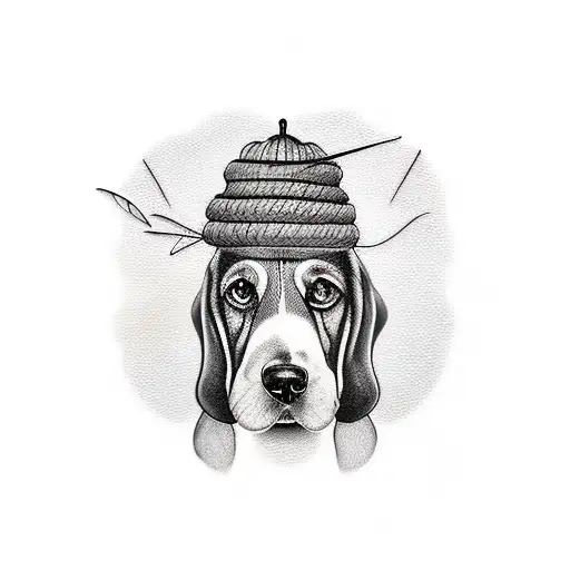 Bee hive honey colm, distopian, basset hound tattoo design idea