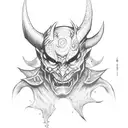 demon warrior with suicidal thoughts  tattoo design idea