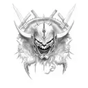 demon warrior with suicidal thoughts  tattoo design idea