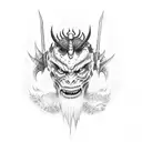 demon warrior with suicidal thoughts  tattoo design idea