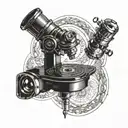 A microscope with intricate patterns inside the lens, representing the focus and precision required in medicine and studying tattoo design idea