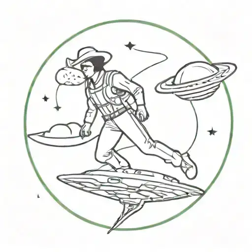 space cowboy in ufo tattoo design idea