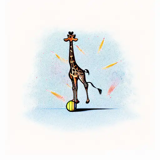 giraffe playing cricket tattoo design idea