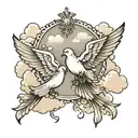 doves, cross,clouds tattoo design idea