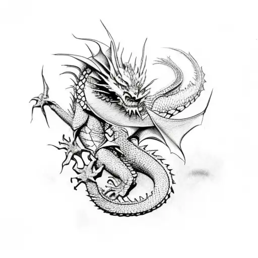simple dragon sleeping tattoo design idea