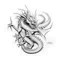 simple dragon sleeping tattoo design idea