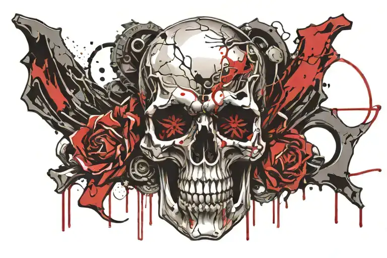 skull with the top of its head as brass knuckles tattoo design idea