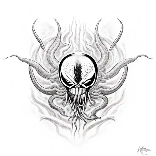 venom and the god o war tattoo design idea