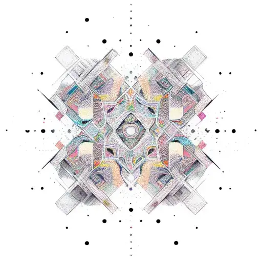 Multicolored elongated abstract pattern with halftone transitions. tattoo design idea