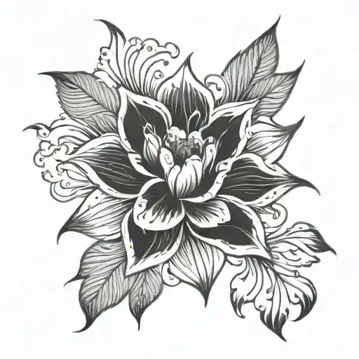 manly flower tattoo design idea