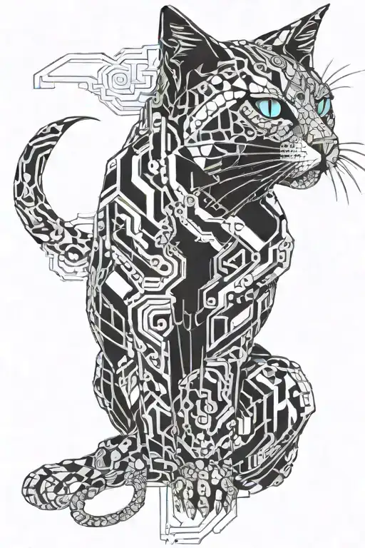 Car, calico cat tattoo design idea
