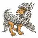 lion head with eagle wings tattoo design idea