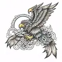 lion head with eagle wings tattoo design idea
