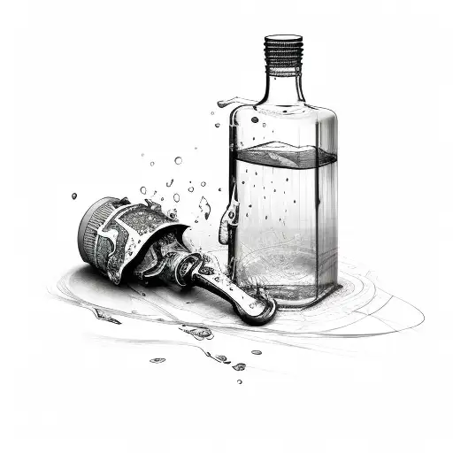 leaking broken bottle tattoo design idea