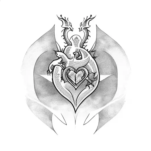 a heart with dragon around that  tattoo design idea