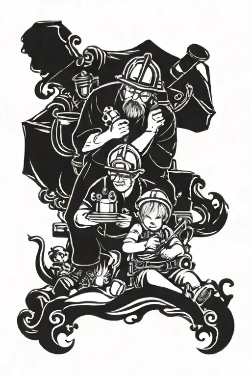 moments in your life, grandparents, kids, firefighters  tattoo design idea