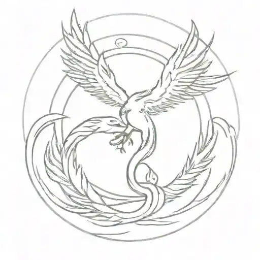 Two headed phoenix surrounded by an ouroboros snake tattoo design idea