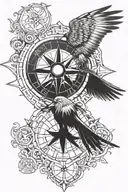 soaring hawk viking compass tattoo design idea