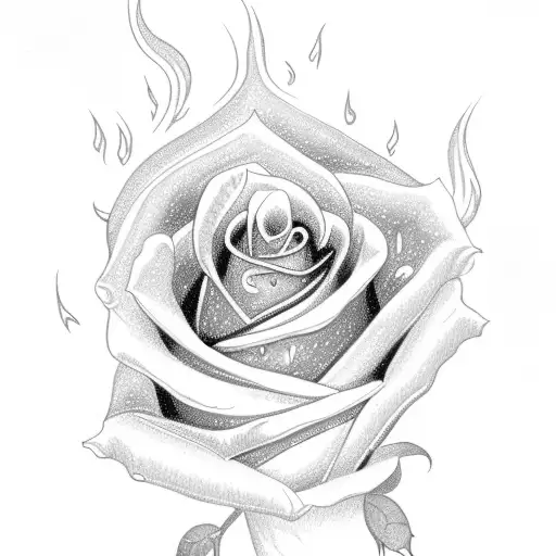 Purple rose surrounded by candle flames tattoo design idea