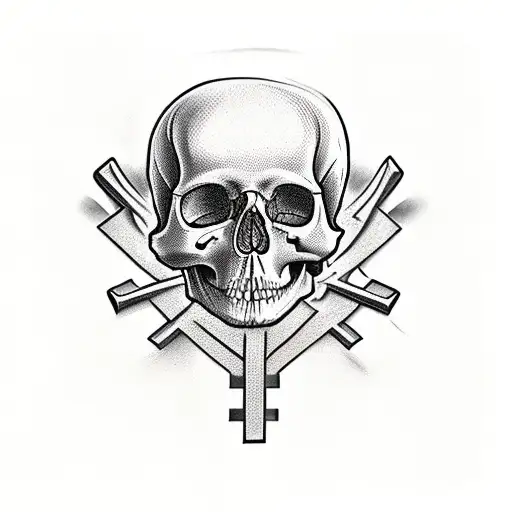 3 crosses on skull tattoo design idea