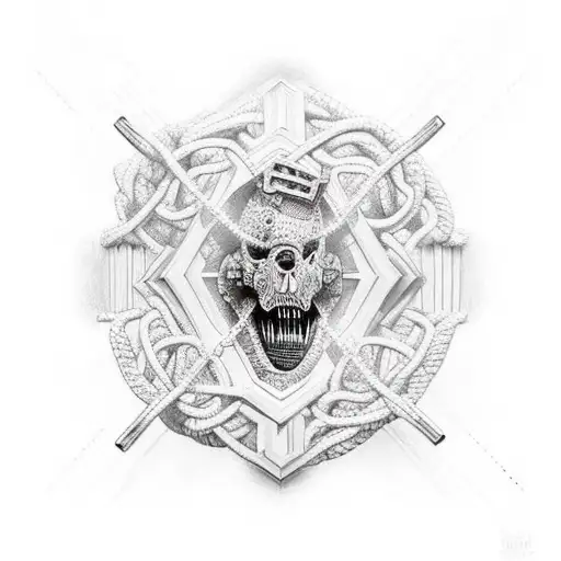 cross broken chains tattoo design idea