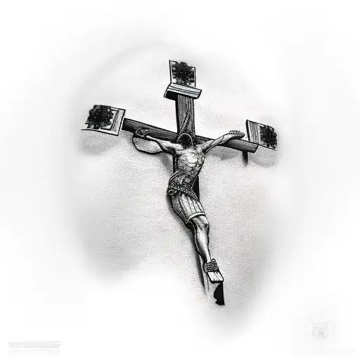 3 crosses broken chains at bottom tattoo design idea